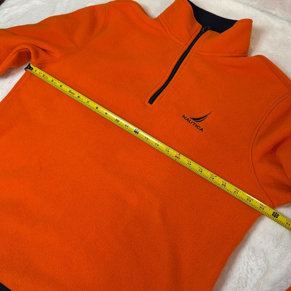 Nautica Orange & Navy Blue Fleece 1/4 Zip Front Pullover Sweater- … - Picture 8 of 10